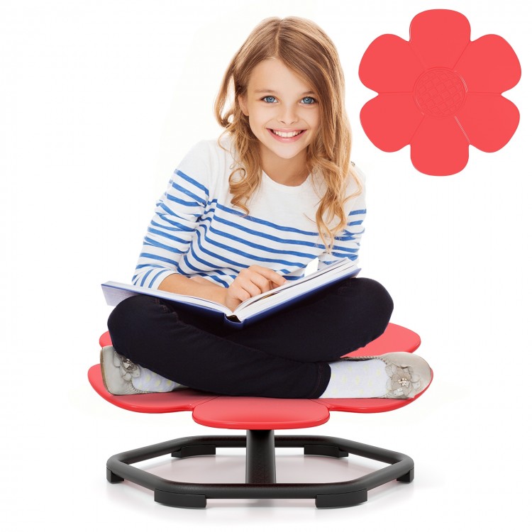 Kids sensory swivel chair in red, featuring an elephant petal design for fun and ergonomic comfort, ideal for play and.