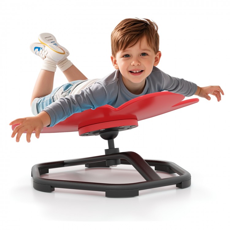 Kids sensory swivel chair in red, featuring an elephant petal design for fun play and promoting balance and.