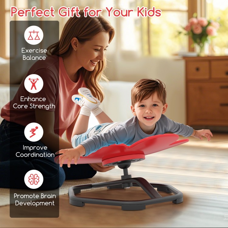 Kids Sensory Swivel Chair in red, promoting brain development and coordination with a fun elephant petal design for.