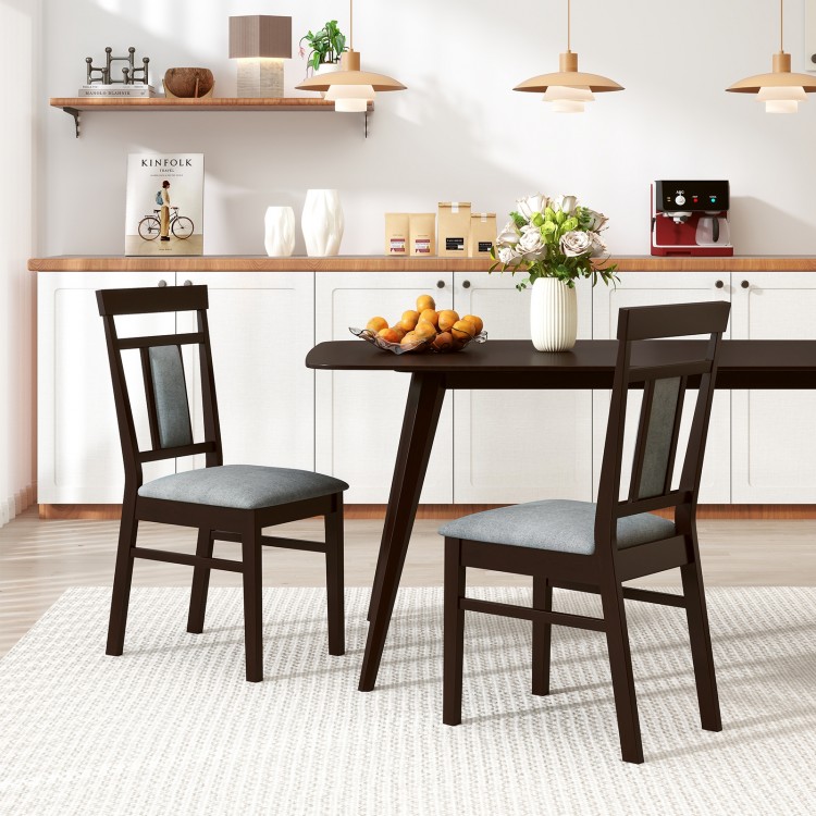 Wooden dining chair set of 2 with linen fabric upholstery and rubber wood frame, perfect for kitchen or dining room use.