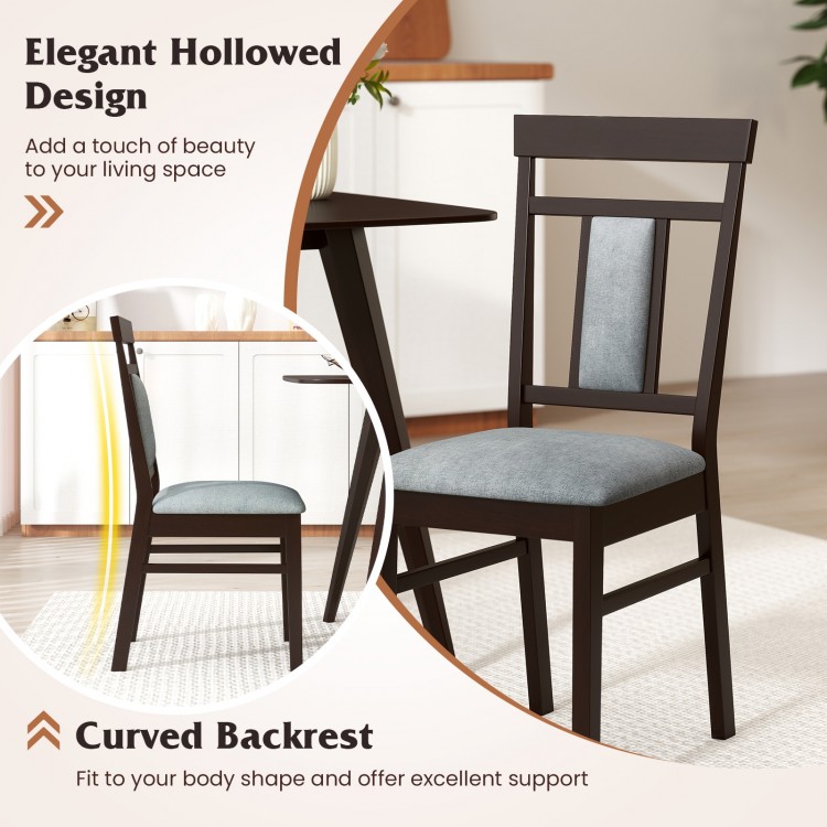 Wooden dining chair with linen fabric upholstery and rubber wood frame, featuring an elegant hollowed design for.