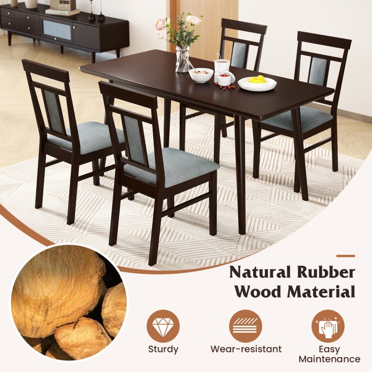 Wooden dining chair set with rubber wood frame and linen fabric upholstery, offering comfort and stylish design for any.