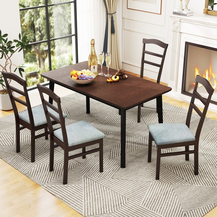 Wooden dining chair set of 2 with linen fabric upholstery, featuring ergonomic backrests and stylish patterns for home.