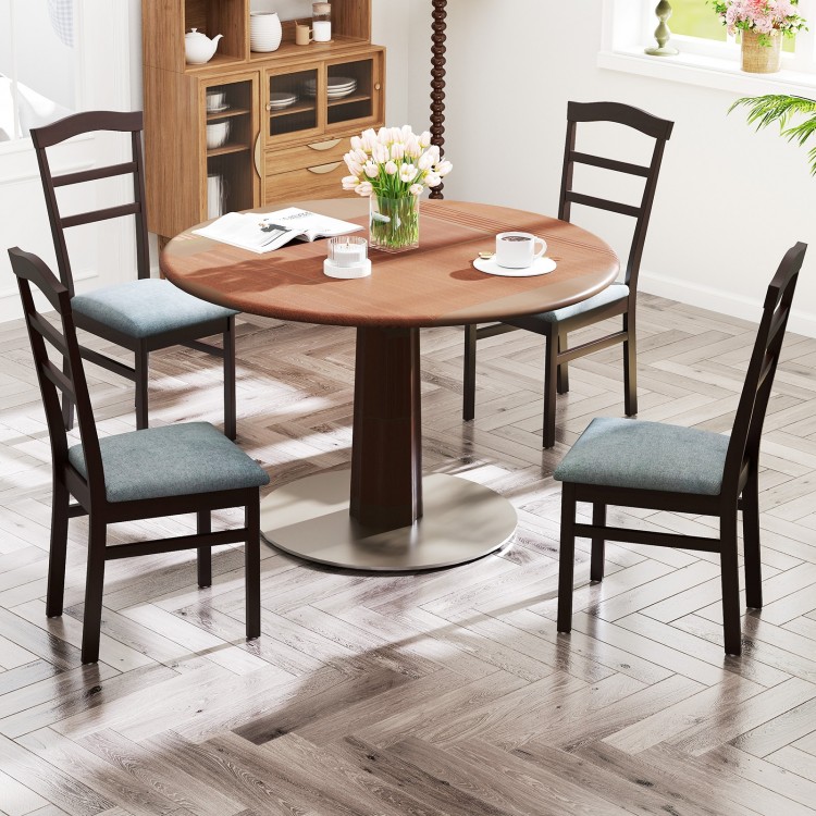 Wooden Dining Chair Set of 2 Linen Fabric Upholstered Kitchen Chairs Farmhouse Side Accent Chairs - Gallery View 2 of 9
