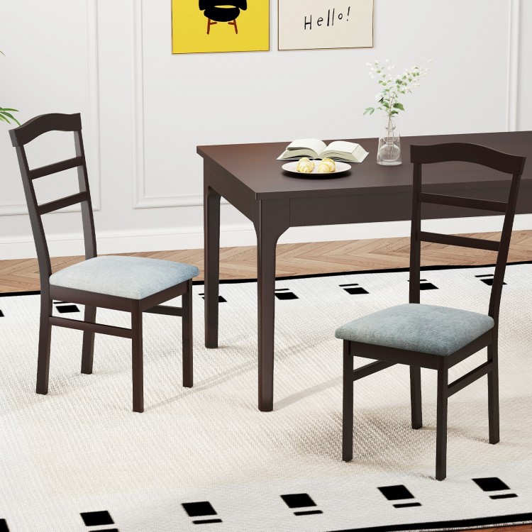 Wooden dining chair set of 2 with linen fabric upholstery, featuring ergonomic backrests for comfort in a stylish.