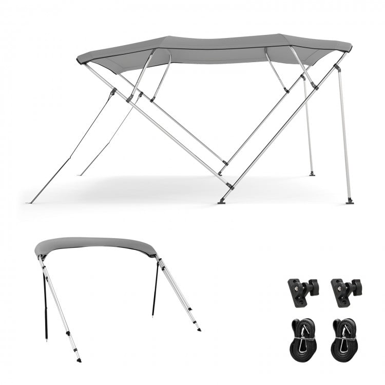 4-bow boat bimini top sun shade canopy made of 600D oxford fabric with adjustable straps and dust-proof storage boot.