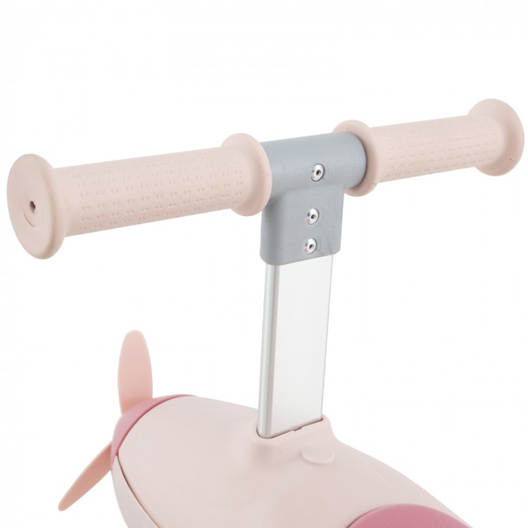 Close-up of the anti-slip handlebars on a pink 2-in-1 kids ride-on push car with LED lighted wheels.