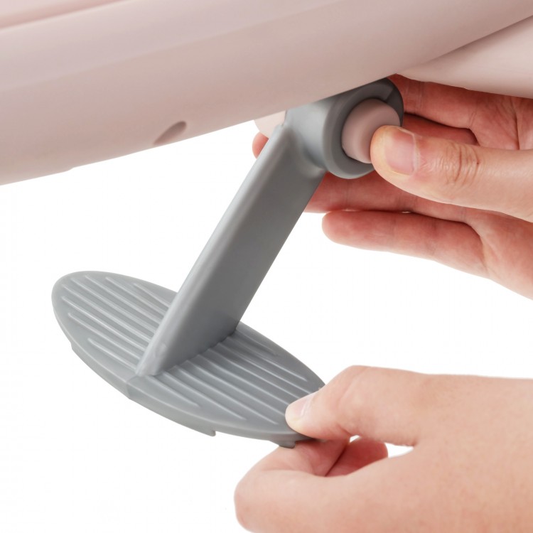 Close-up of the adjustable parent handle for the 2-in-1 Kids Ride-on Push Car with pink design and LED lighted wheels.