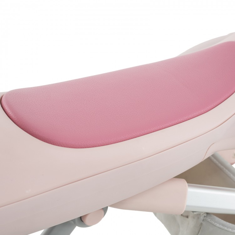 Close-up of the pink PU seat on the 2-in-1 Kids Ride-on Push Car, designed for comfort and durability.