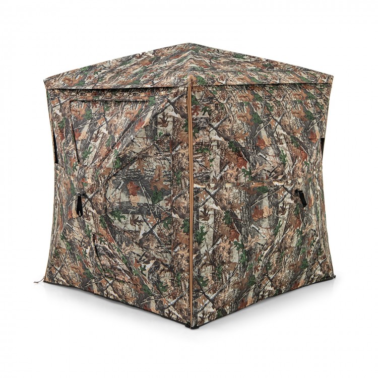 5-IN-1 detachable hunting blind with camouflage pattern, featuring skylight and 3 shooting windows for optimal.
