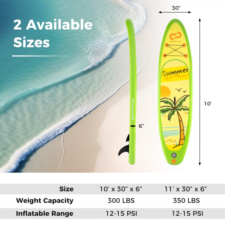 Inflatable stand-up paddle board with vibrant summer design, 10' x 30" x 6", suitable for all skill levels, ideal for.