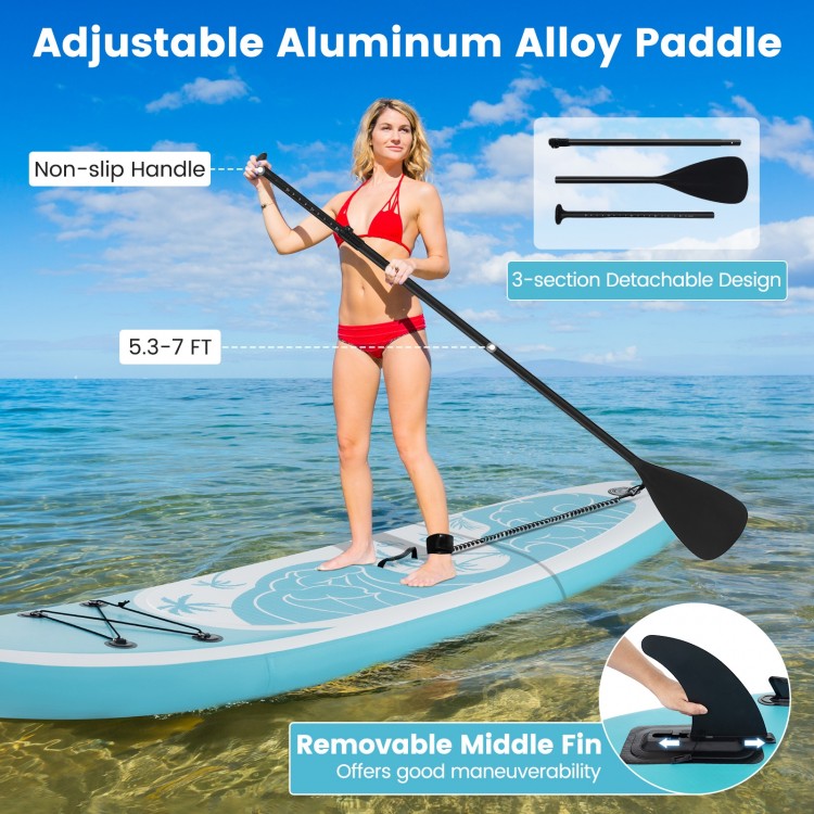Adjustable aluminum alloy paddle with non-slip handle, designed for 10/11 feet inflatable paddle board use.