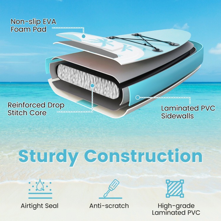 Cross-section view of the inflatable stand-up paddle board showcasing laminated PVC sidewalls and reinforced drop.