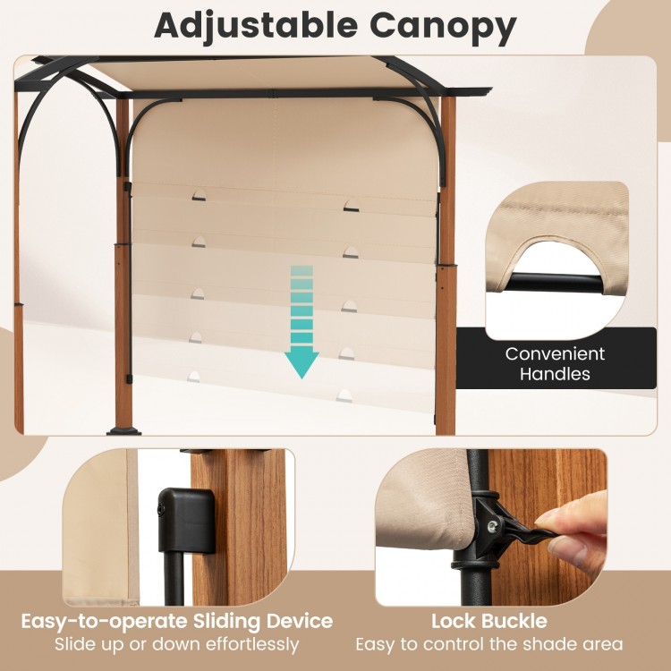 Adjustable canopy detail of the 10 x 12 FT outdoor pergola with convenient handles and sliding device for easy shade.