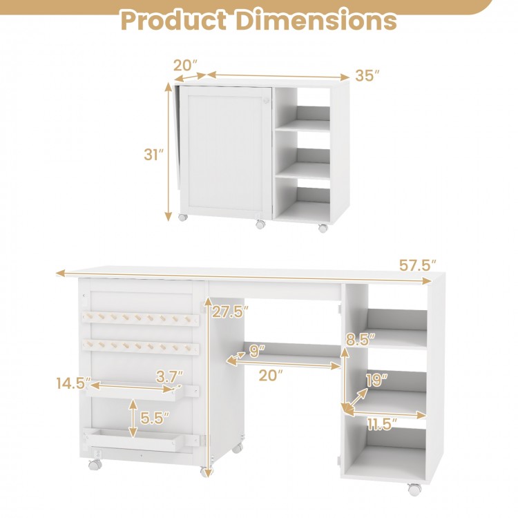 Multifunctional folding sewing machine craft station dimensions with ample workspace, storage shelves, and universal.