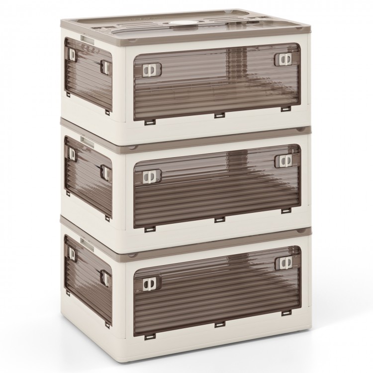 Stackable storage bins with lids, 8-gal capacity, featuring 5 opening ways, perfect for organizing various items.