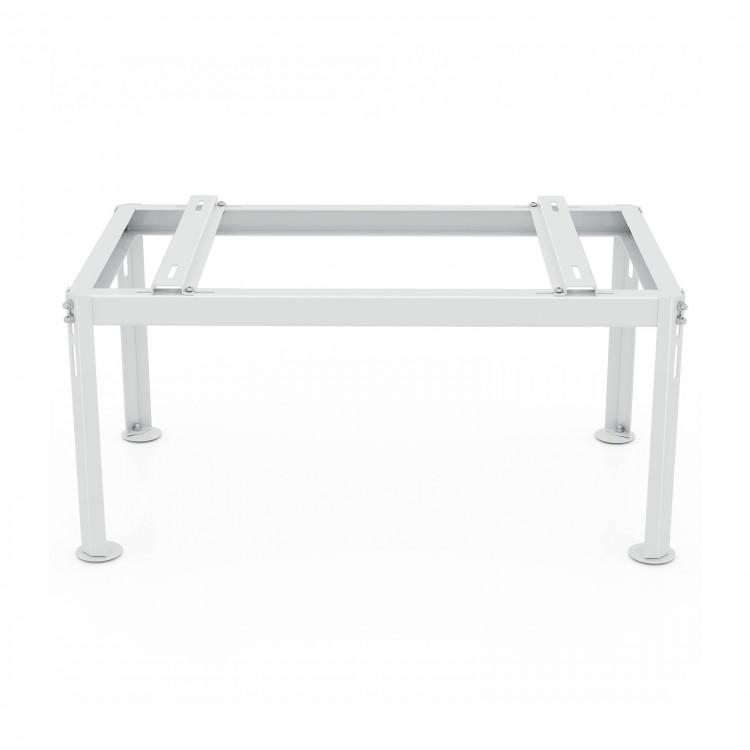 Heavy-duty metal frame Mini Split Ground Stand for ductless air conditioners, adjustable for stability and all-weather.