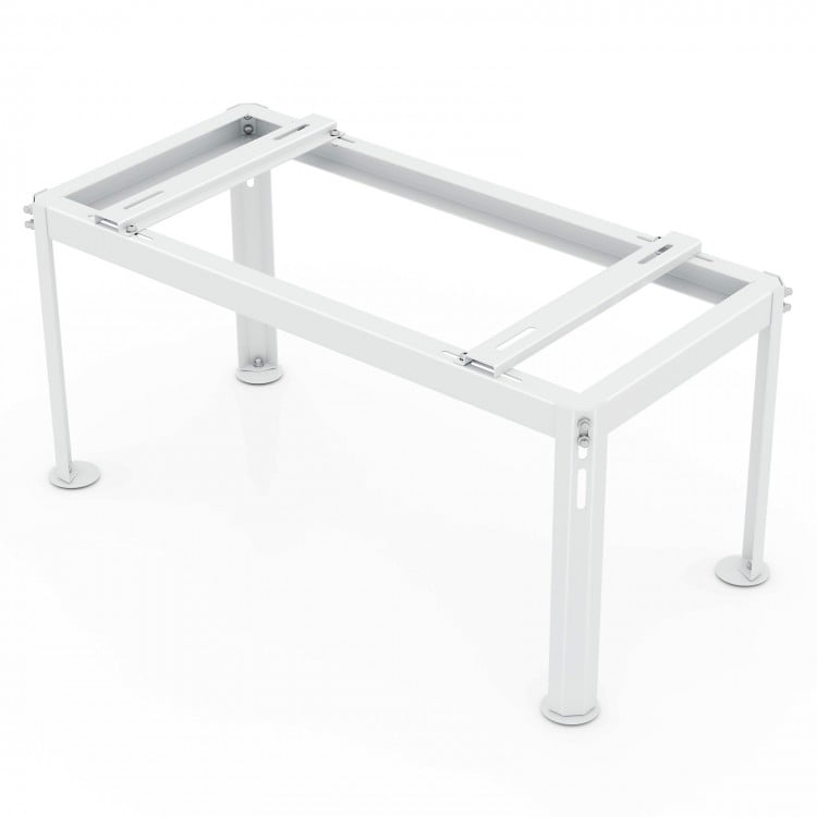 Mini Split Ground Stand for 9000-18000 BTU AC, heavy-duty metal frame with adjustable height and width for stability.