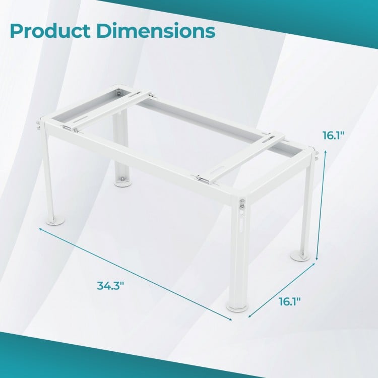 Mini Split Ground Stand dimensions showing adjustable height and width, designed for 9000-18000 BTU ductless AC units.