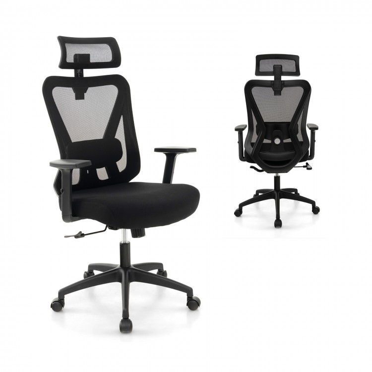 Mesh Ergonomic Office Chair Adjustable Swivel Task Chair with Rocking Backrest - Gallery View 1 of 11