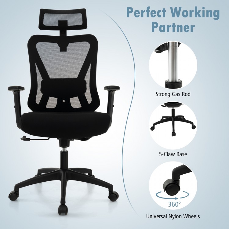 Mesh ergonomic office chair with adjustable height, 360° swivel, and breathable fabric for comfortable office use.