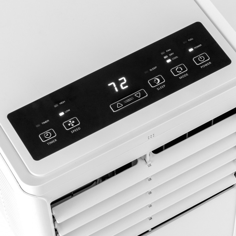 Control panel of the 4-in-1 8000 BTU portable air conditioner with digital display and operation buttons for easy use.