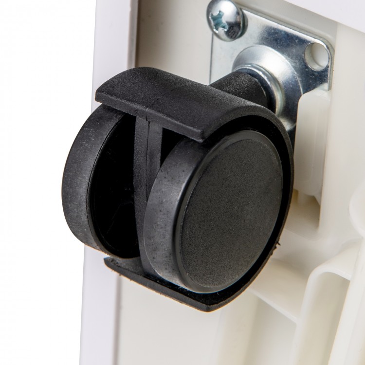 Close-up of the universal wheel for the 4-in-1 8000 BTU portable air conditioner, ensuring easy movement and.