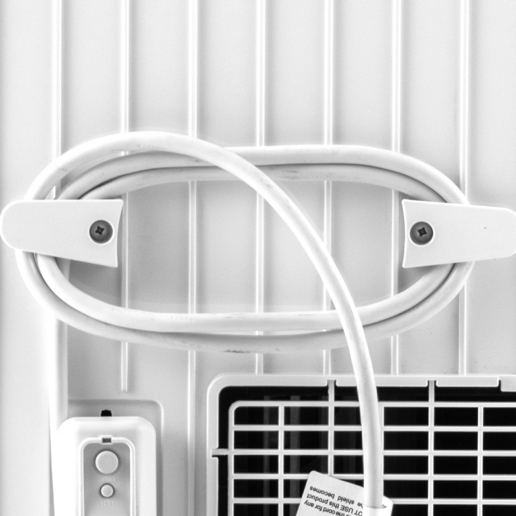 Cable management system for the 4-in-1 8000 BTU portable air conditioner, ensuring neat storage and easy access.