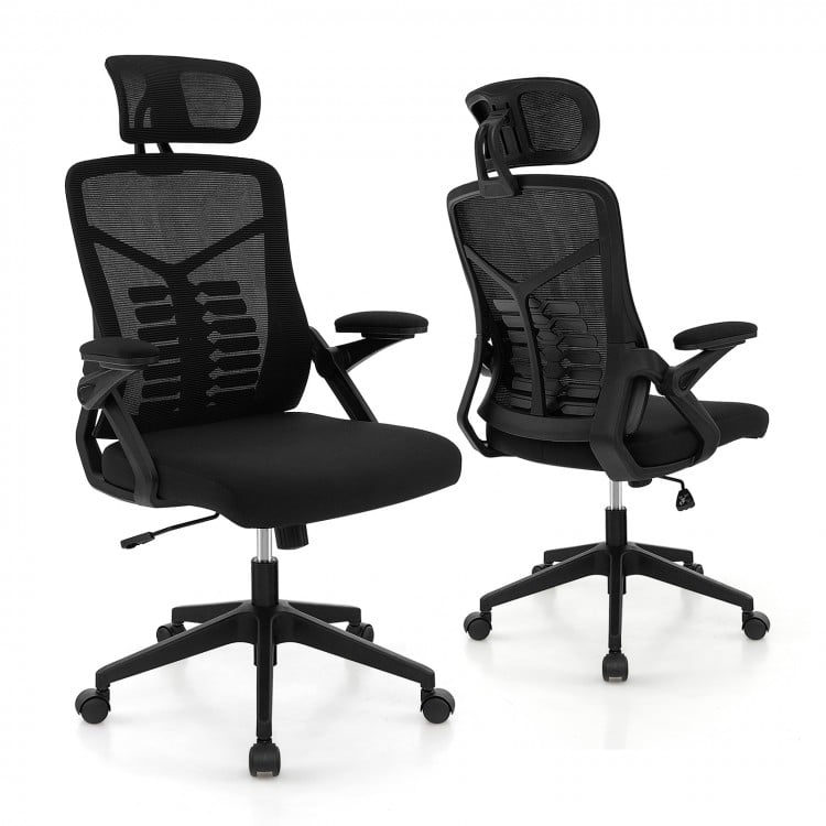Ergonomic mesh office chair featuring adjustable armrests and lumbar support, designed for optimal comfort and posture.