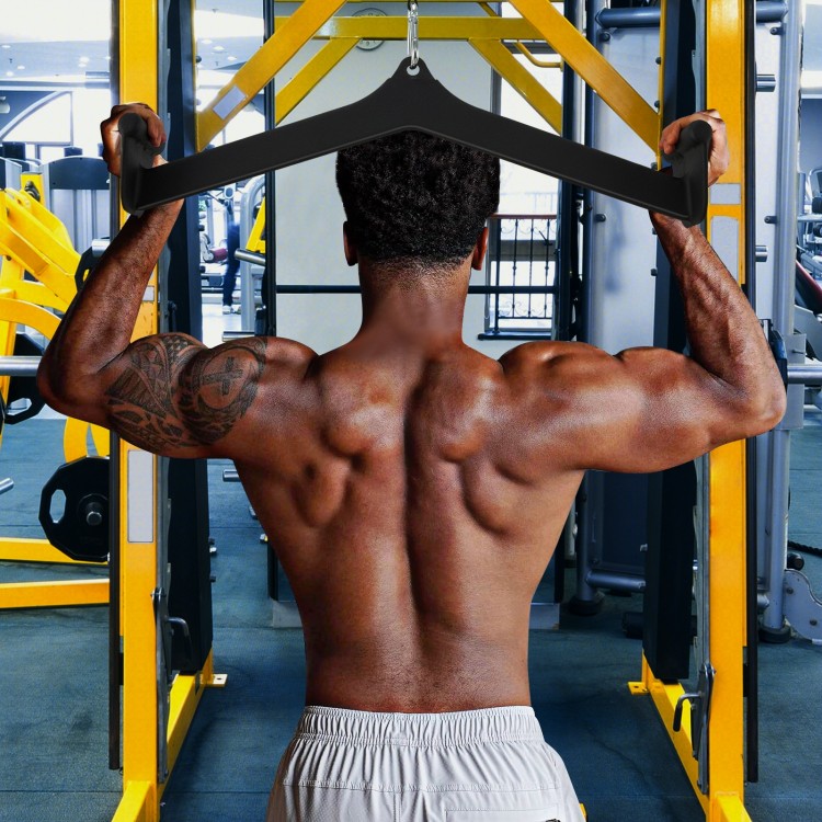 LAT pulldown attachment set featuring a heavy-duty metal design, ideal for upper body workouts in a home gym.
