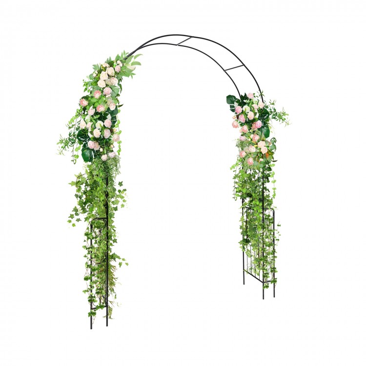 7.9 Feet Metal Garden Arch Backdrop Stand with Fence for Climbing Plants - Gallery View 1 of 9