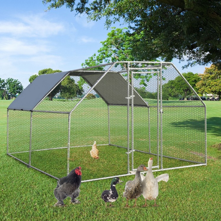 Large walk-in chicken coop run featuring a spacious design and easy-clean smooth surface, ideal for safe outdoor use.