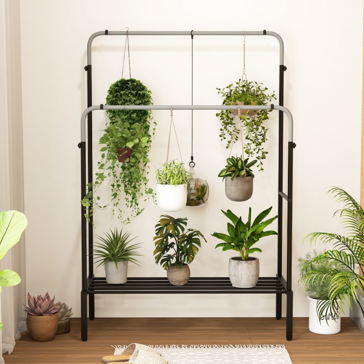 Double Rod Clothes Garment Rack with Adjustable Heights - Costway