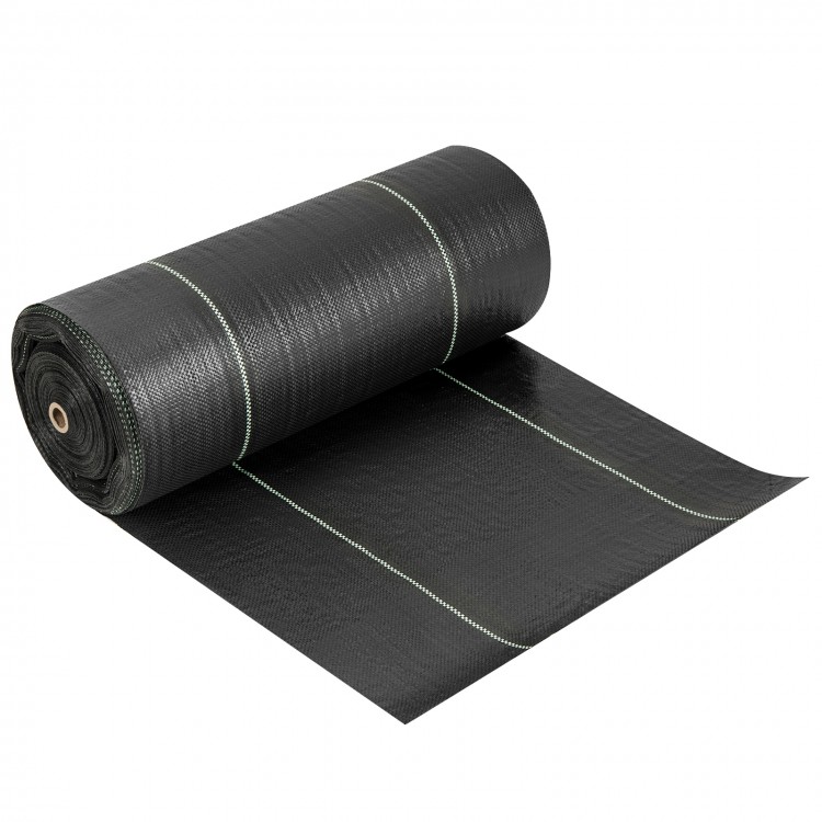 Weed barrier landscape fabric roll, 4 ft wide, eco-friendly PP material, ideal for gardens and landscaping projects.