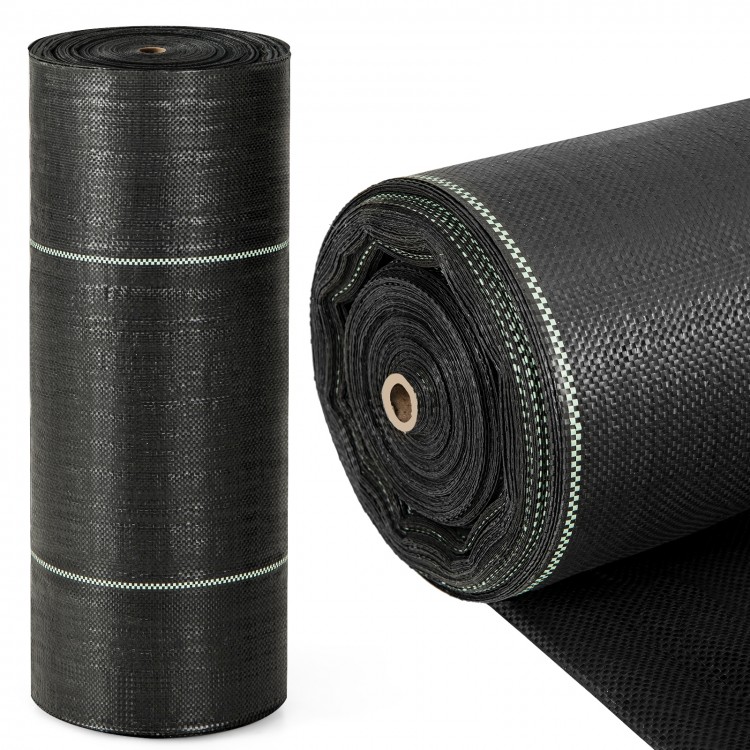 Weed barrier landscape fabric roll, 4 ft wide, eco-friendly, tear-resistant, ideal for gardens and pathways.