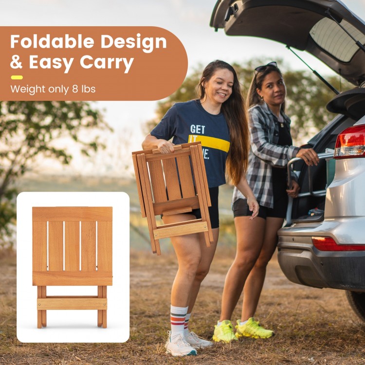 14-inch compact folding side table with slatted tabletop, lightweight design for easy carry and versatile use in.