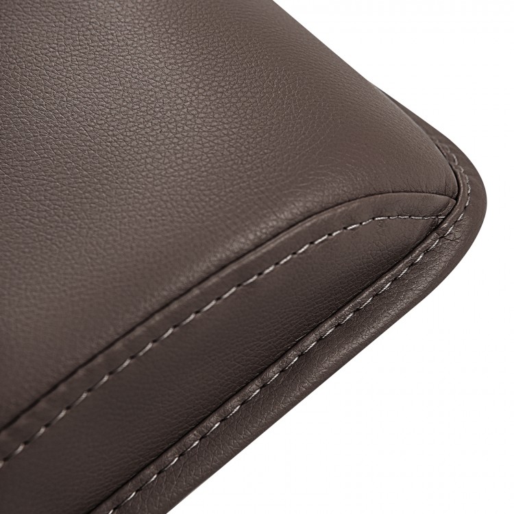 Close-up of the brown massage chair backrest cushion, featuring soft PU material and exquisite diamond pattern.