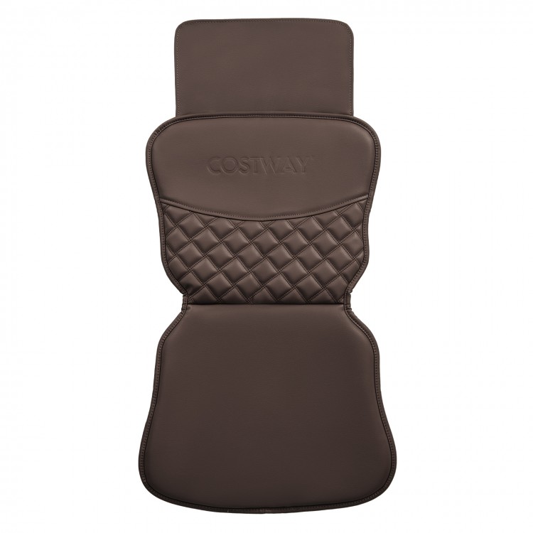 Brown massage chair headrest pillow made of soft PU leather, designed for head and back support with foldable design.