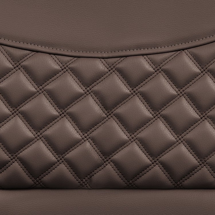 Brown massage chair headrest pillow with quilted PU leather texture, designed for comfort and support during therapy.