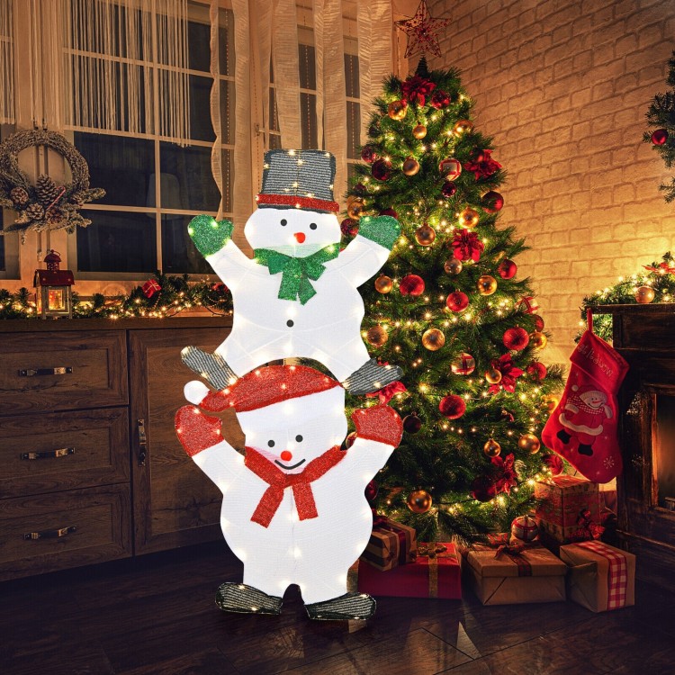 54-inch snowman Christmas decoration with bright lights, sturdy frame, perfect for festive outdoor display.