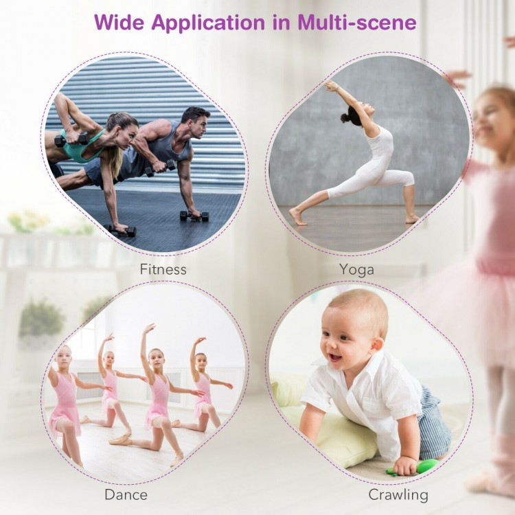 Folding gymnastics panel mat in pink, 4' x 8', ideal for fitness, yoga, and dance with durable, high-density foam.