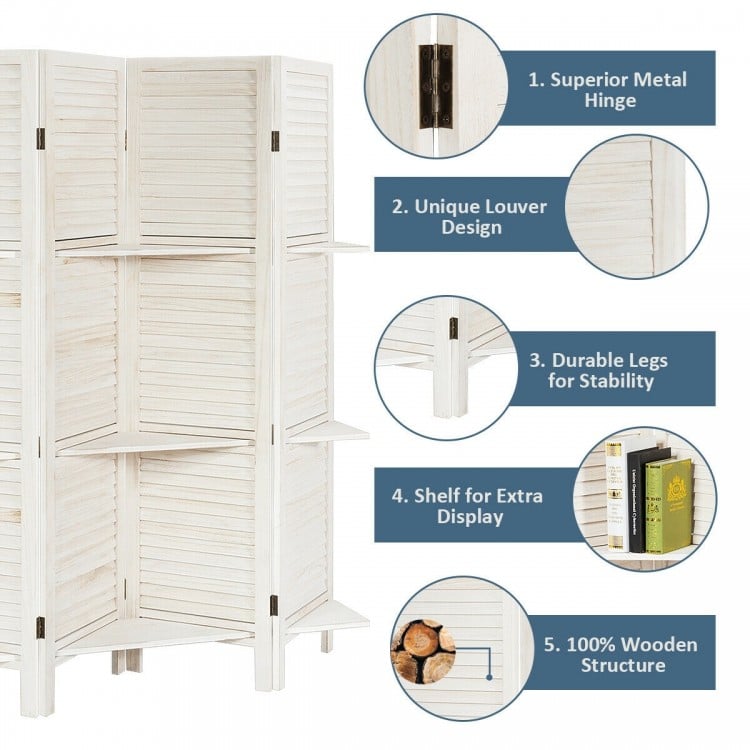 4 Panel Freestanding Folding Hinged Room Divider - Gallery View 12 of 12