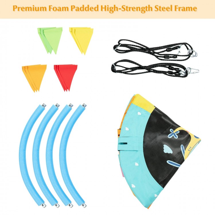 Colorful 40-inch flying saucer tree swing with adjustable straps, durable 600D Oxford cloth, perfect for outdoor fun.