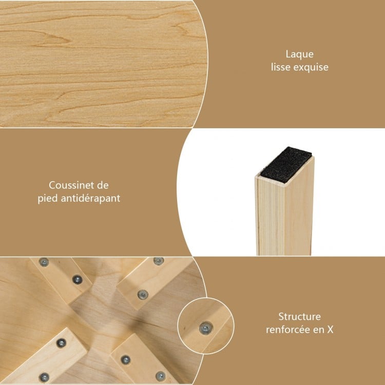 Detail of the sturdy leg with anti-slip foot pad from the set of 4 backless wood dining chairs for home or office use.