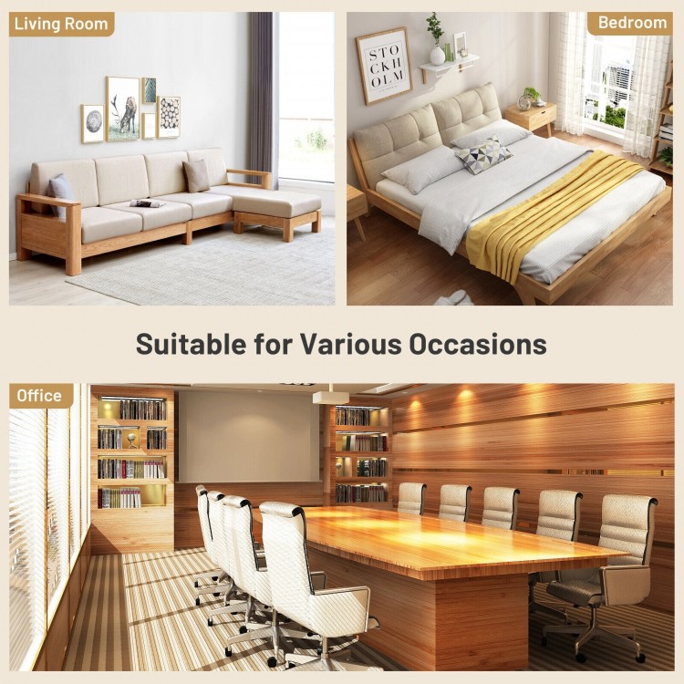 Multifunctional round side end table with bamboo legs and X-shaped base, ideal for living room, bedroom, or office use.
