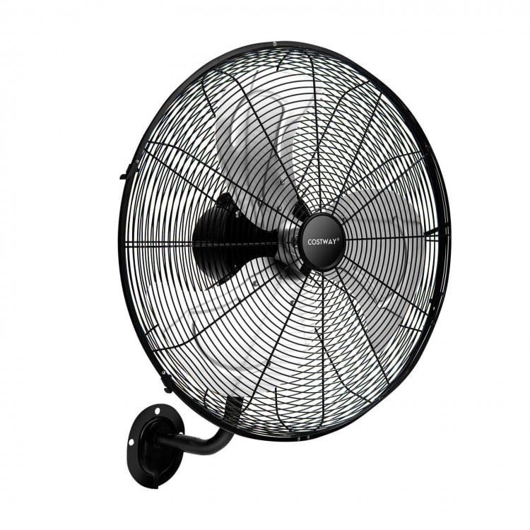 21-inch wall-mounted industrial fan with 3 speeds, oscillation features, and rustproof aluminum blades for efficient.