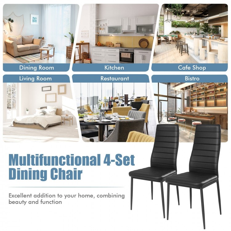 Modern leather dining chair set with metal frame, ergonomic design for comfort, ideal for dining rooms and events.