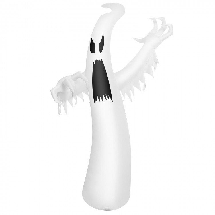 12-foot inflatable ghost with LED lights, featuring a scary design, perfect for Halloween yard decorations.