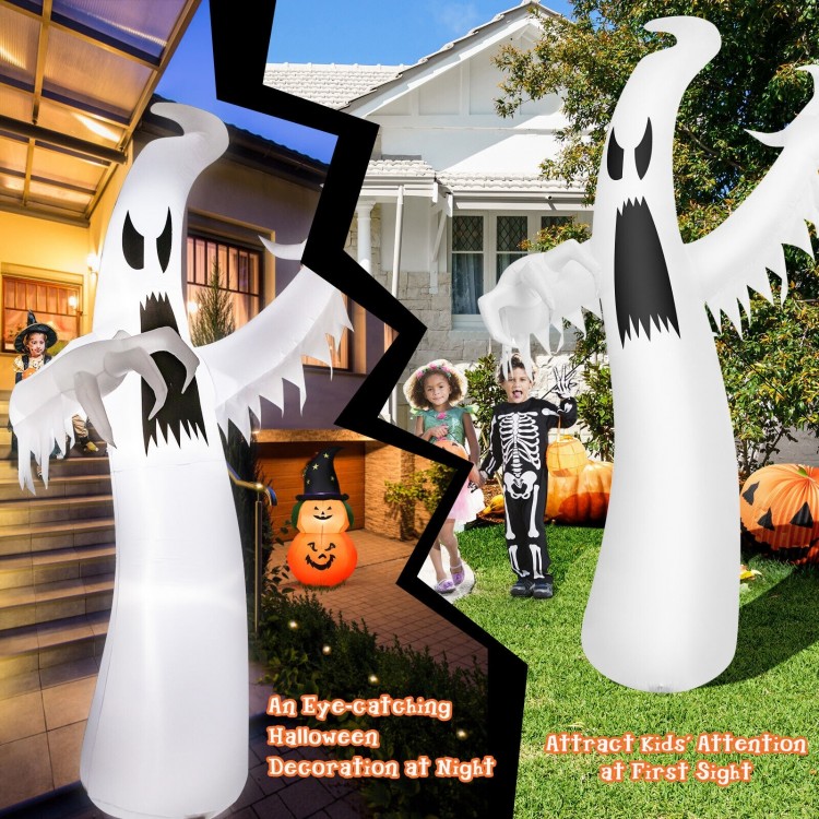 12-foot inflatable ghost with LED lights for Halloween, featuring a spooky design, ideal for yard decoration and.