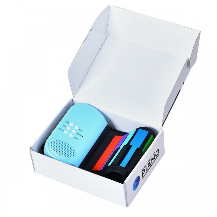 49-key roll-up piano in a box with earphones, made of silicone and ABS, designed for preschoolers and beginners.